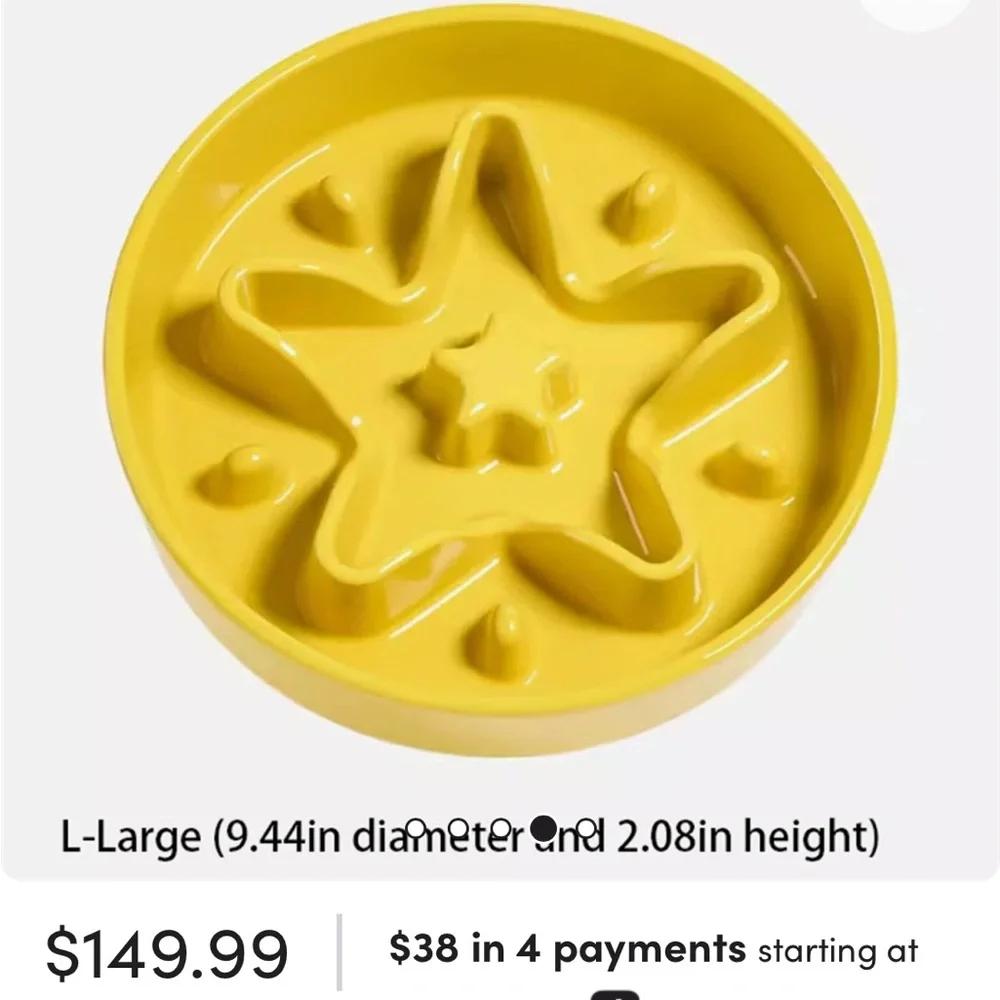 LE TAUCI Ceramic Slow Feeder Dog Bowl in the star yellow design